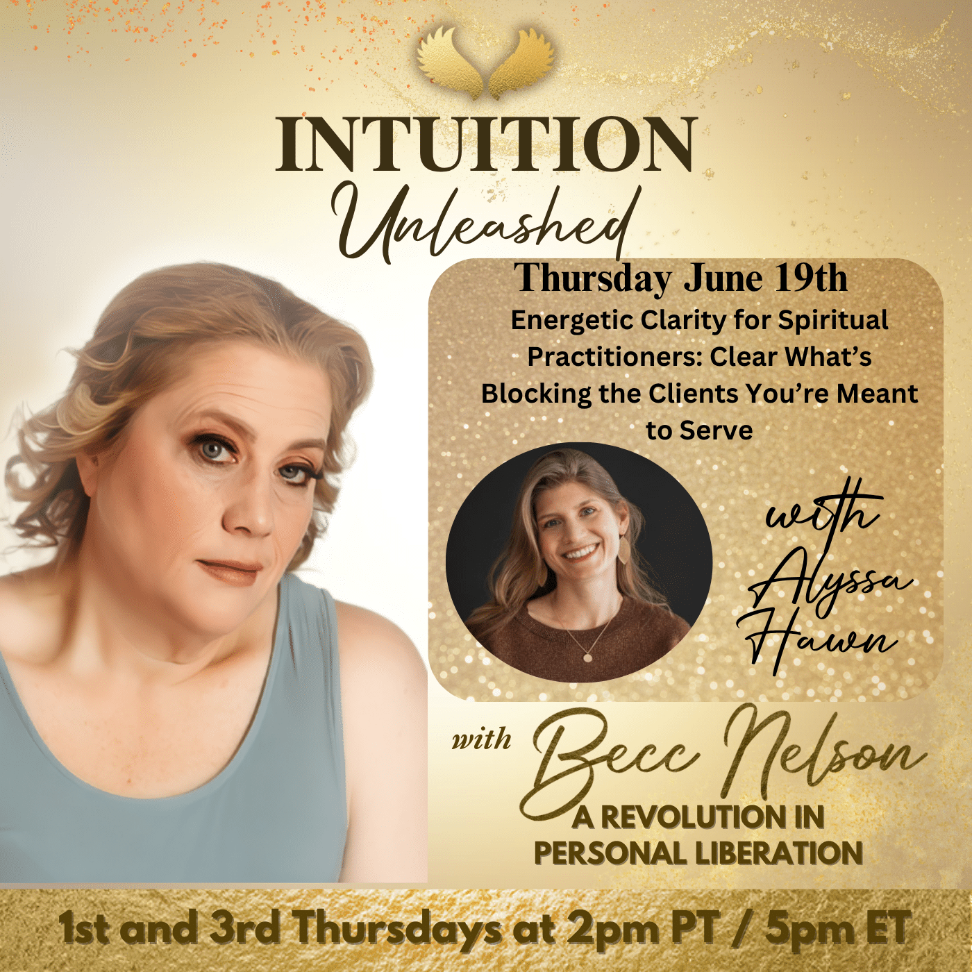 Becc Nelson and Alyssa Hawn discussing intuitive healing, Human Design, and ThetaHealing on the Intuition Unleashed podcast